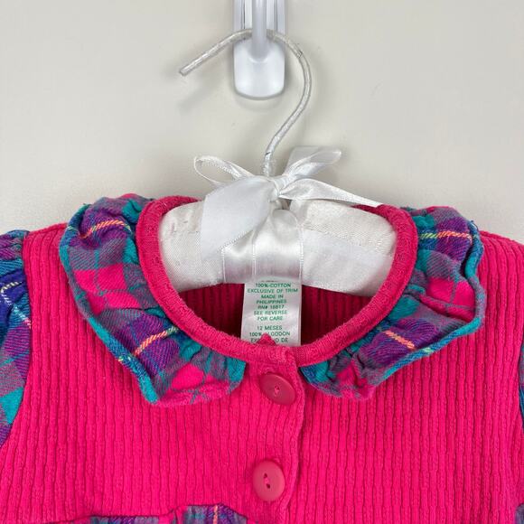 Vintage Appleby Colorful Plaid Flannel Ruffle Blouse 12 Months - Picture 2 of 7